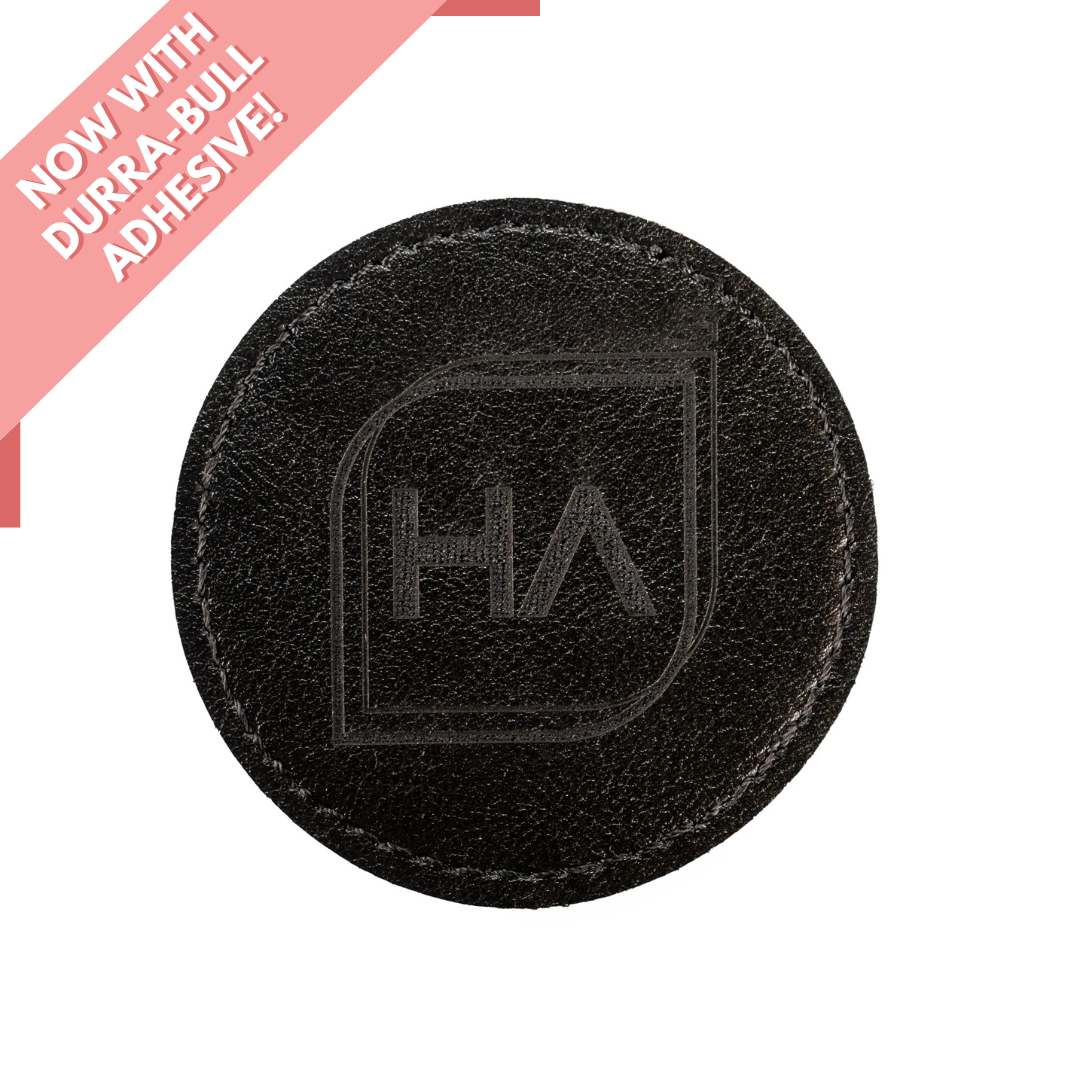 Round Leatherette Patch - Black/Black (5 Pack)
