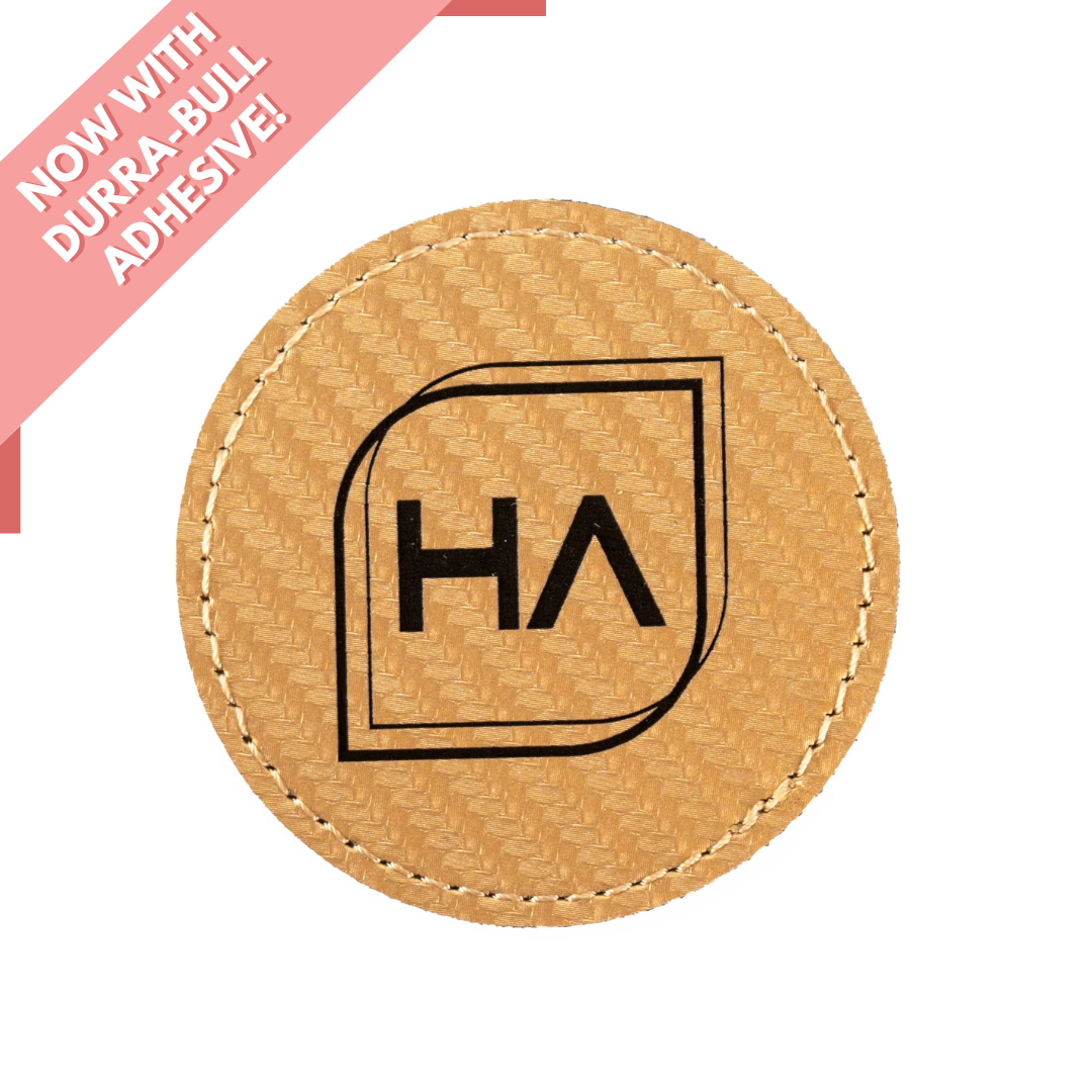 Round Leatherette Patch - Golden Carbon Fiber/Black (5 Pack)