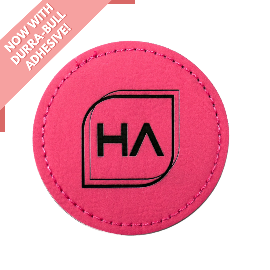 Round Leatherette Patch - Hot Pink/Black (5 Pack)