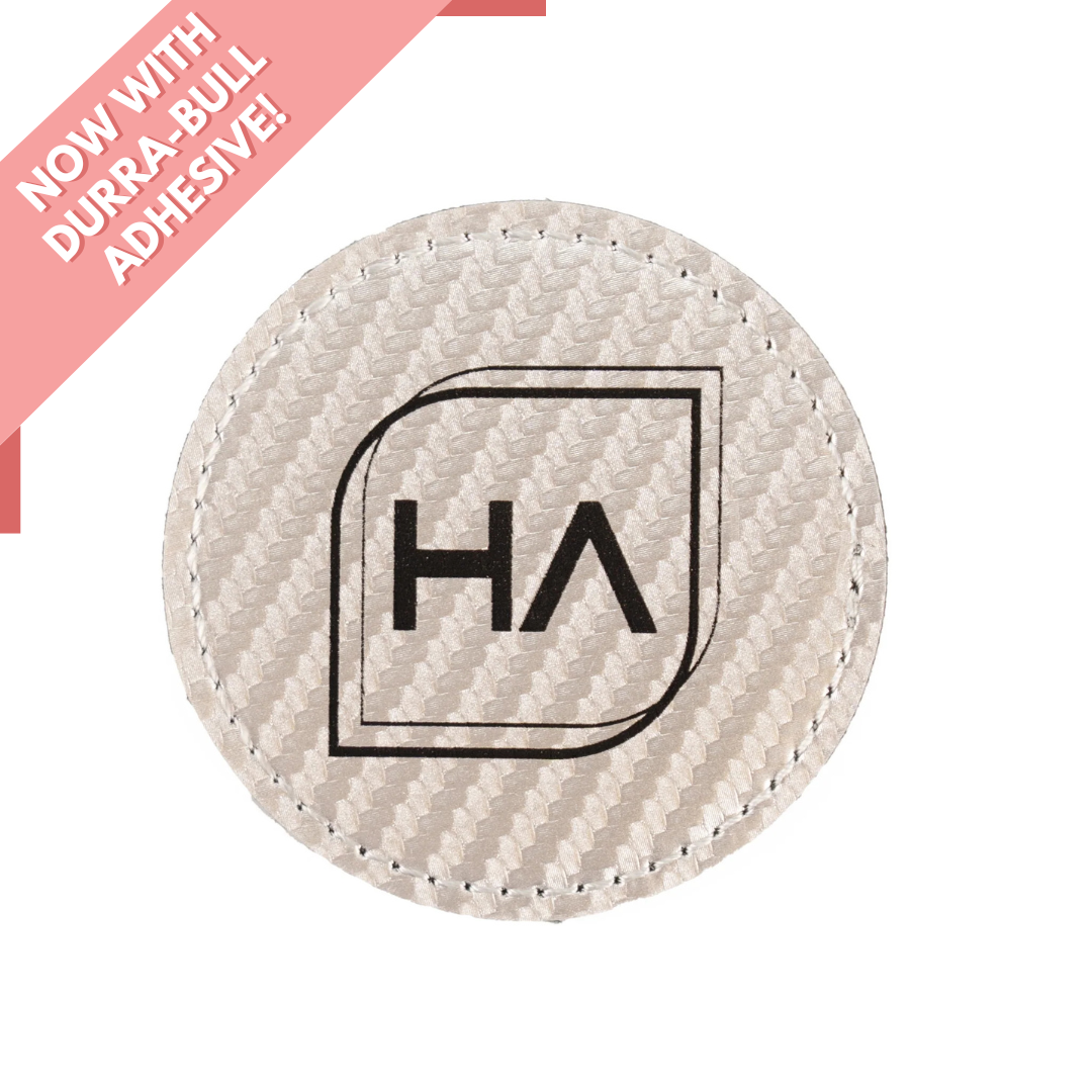 Round Leatherette Patch - Silver Carbon Fiber/Black (5 Pack)