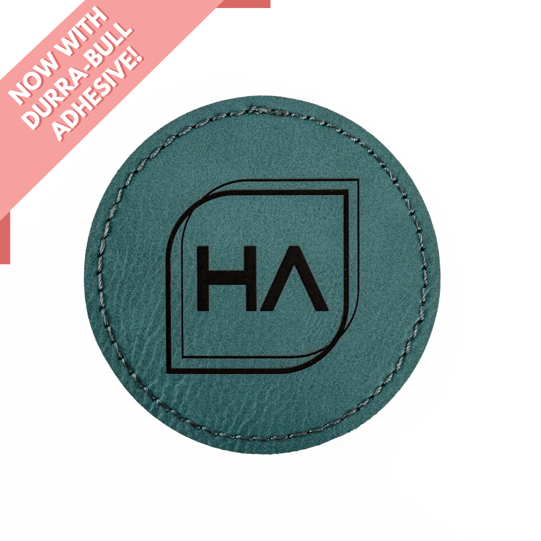 Round Leatherette Patch - Turquoise/Black (5 Pack)