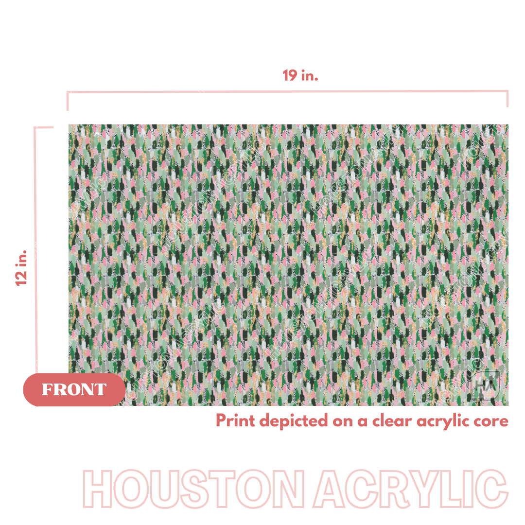 Sage and Pink Paintbrush MakerPrint with a clear cast acrylic core full size sheet view