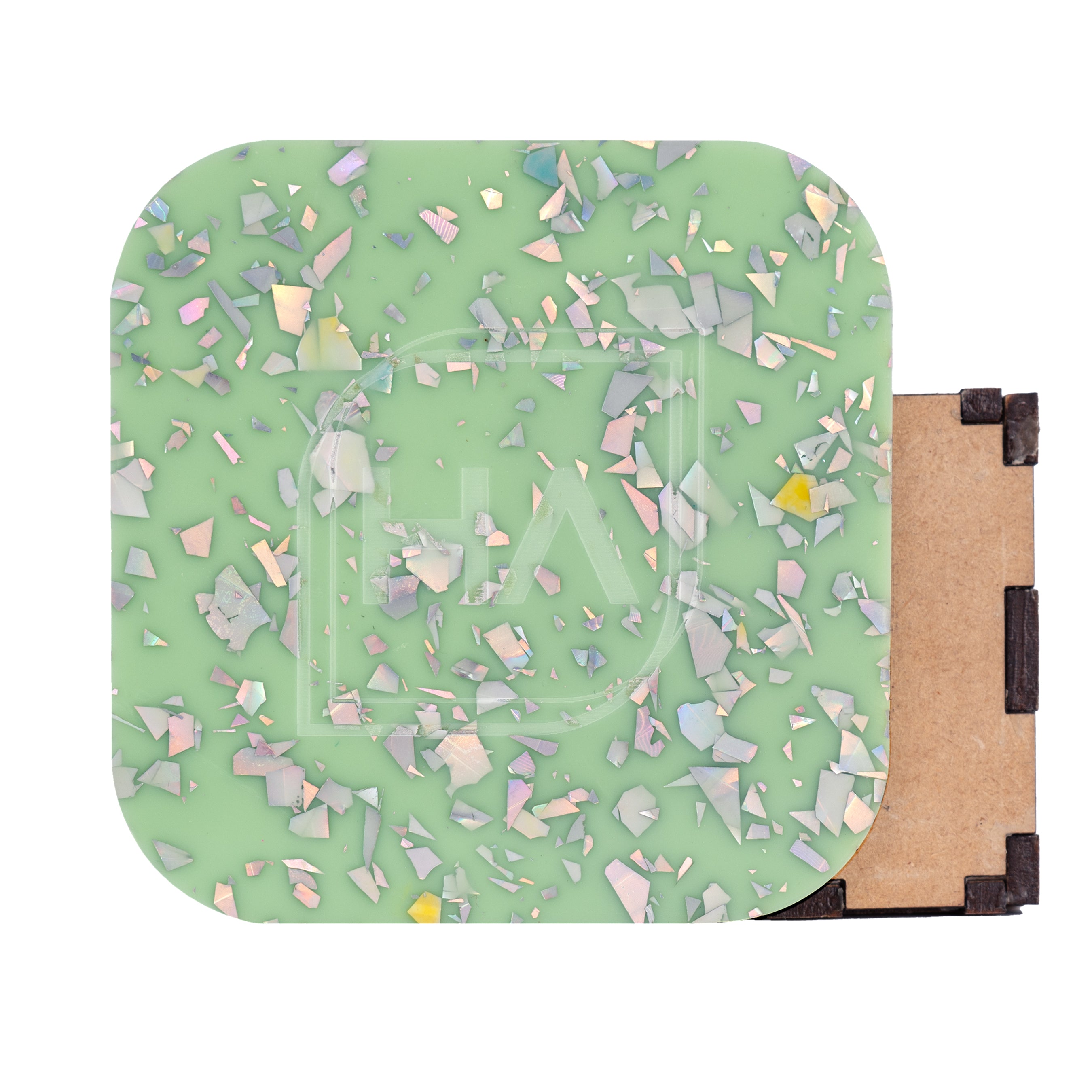 1/8" Sage Green and Silver Holographic Flake Cast Acrylic Sheet