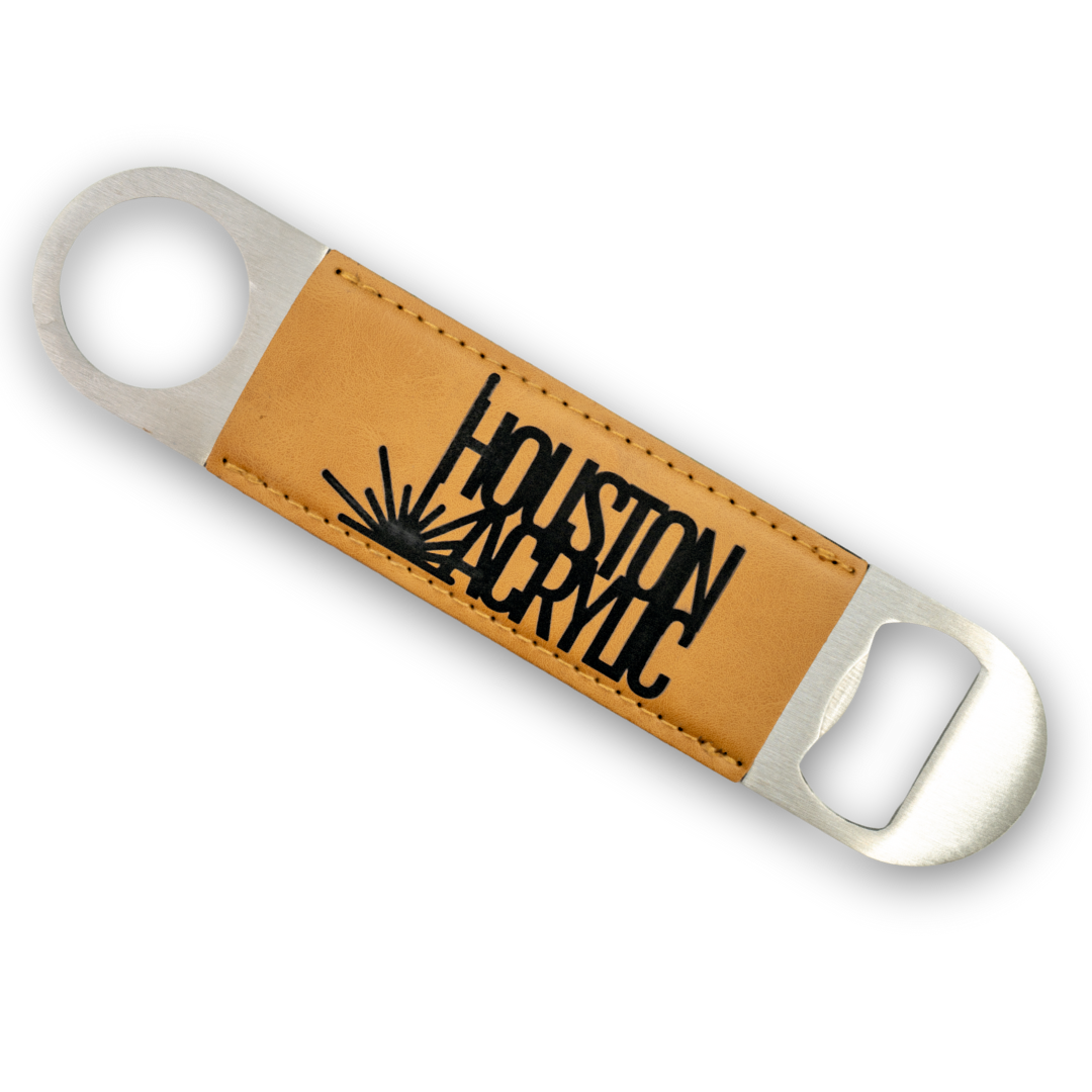 Signature Saddle Tan/Black MakerLeatherette Magnetic Bottle Opener