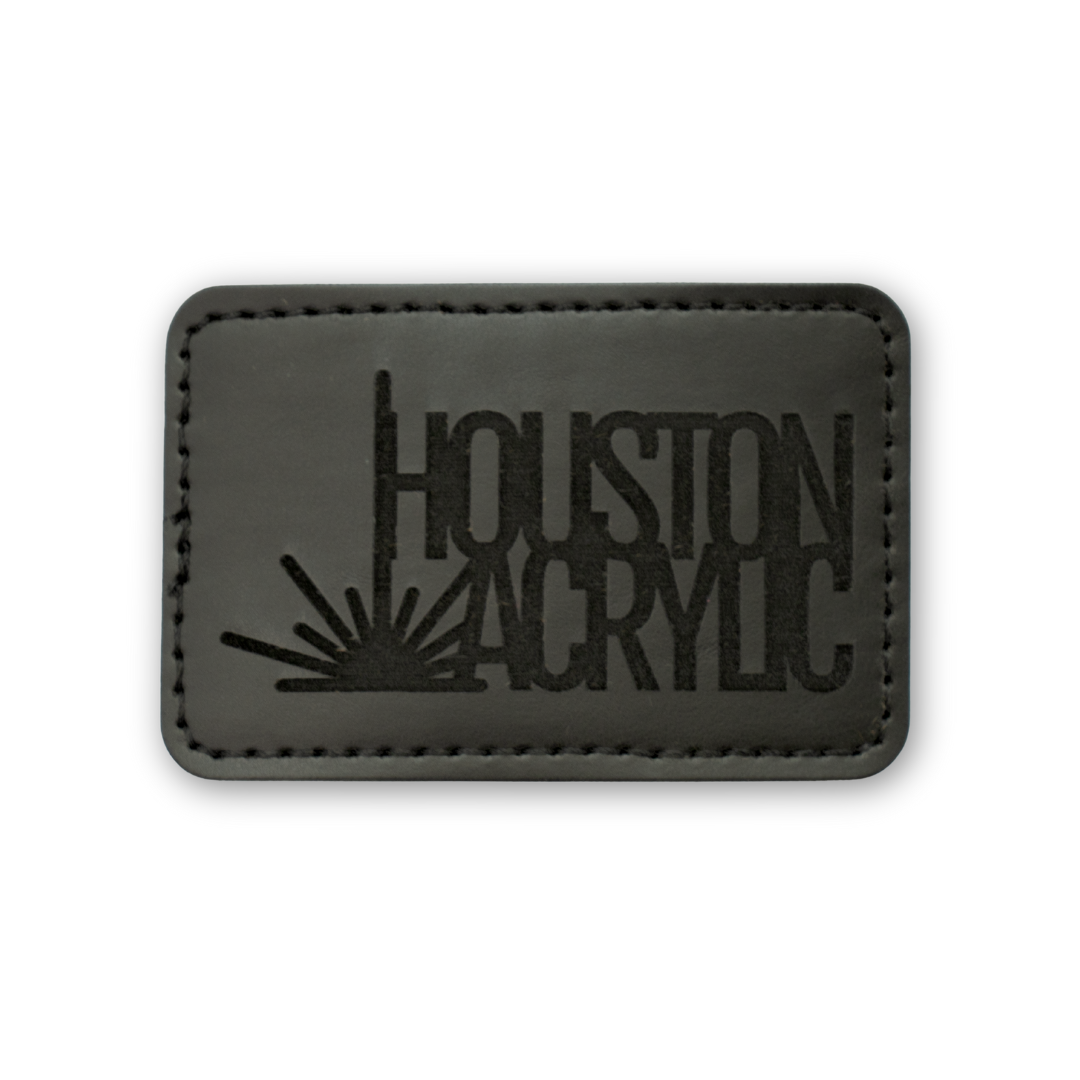 Signature Black/Black MakerLeatherette Rectangle Patch with Adhesive Back (5 pack)