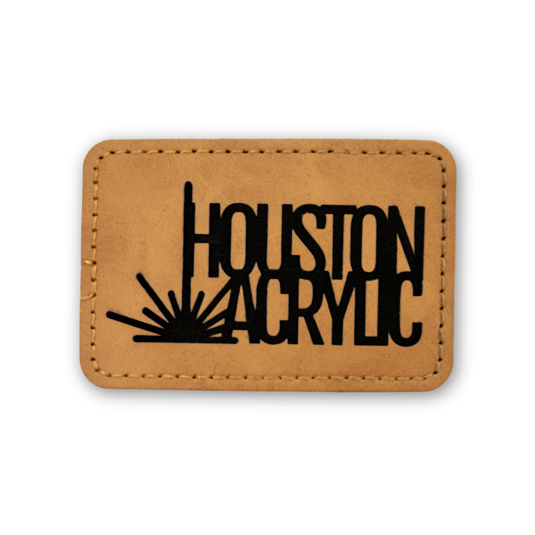 Signature Saddle Tan/Black MakerLeatherette Rectangle Patch with Adhesive Back (5 pack)