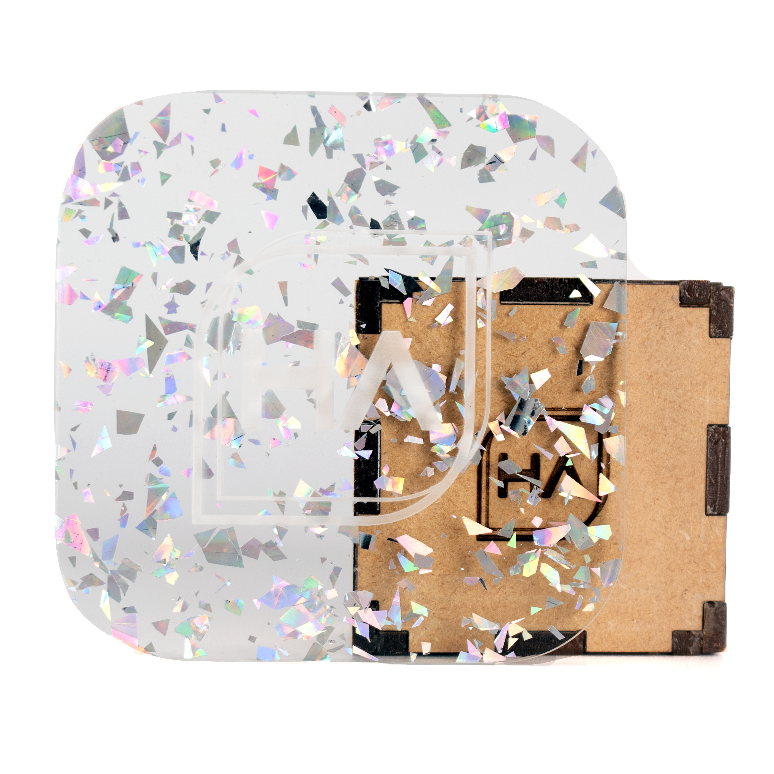 1/8" silver holographic flake confetti cast acrylic sheet