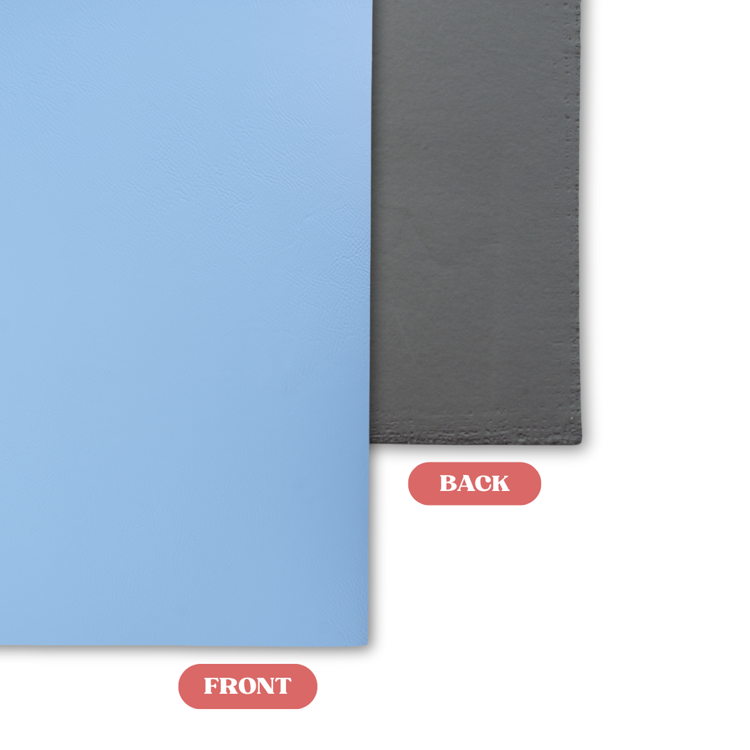 Sky Blue/Black Leatherette Sheet Front vs Back Comparison