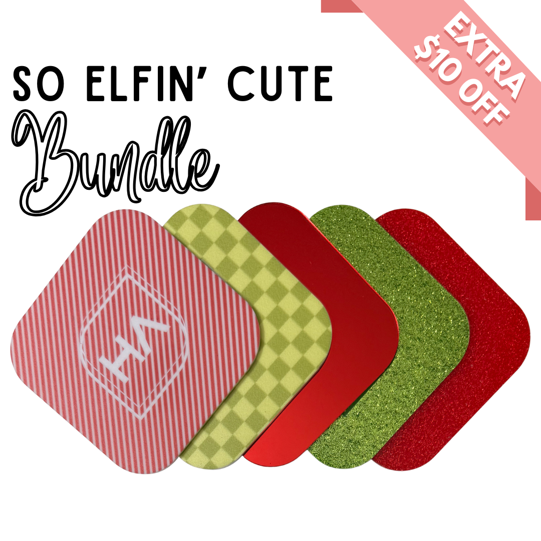 So Elfin' Cute Acrylic Sheet Laser Cutting Bright Red and Lime Green Christmas Bundle