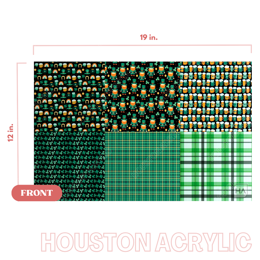 St. Patrick's Day Sampler Sheet MakerPrint on a black cast acrylic core