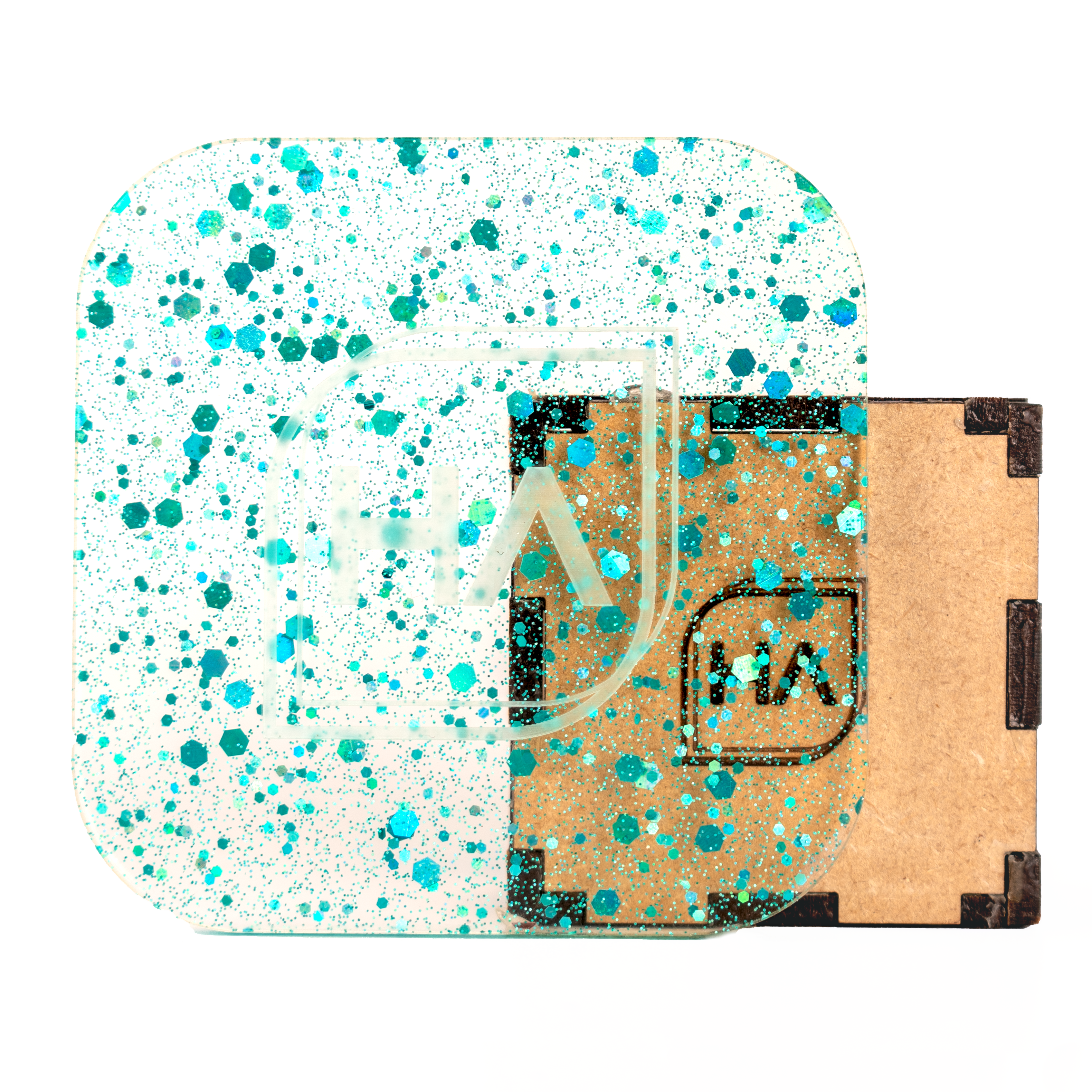 1/8" Sugar Teal Hex Confetti Cast Acrylic Sheet