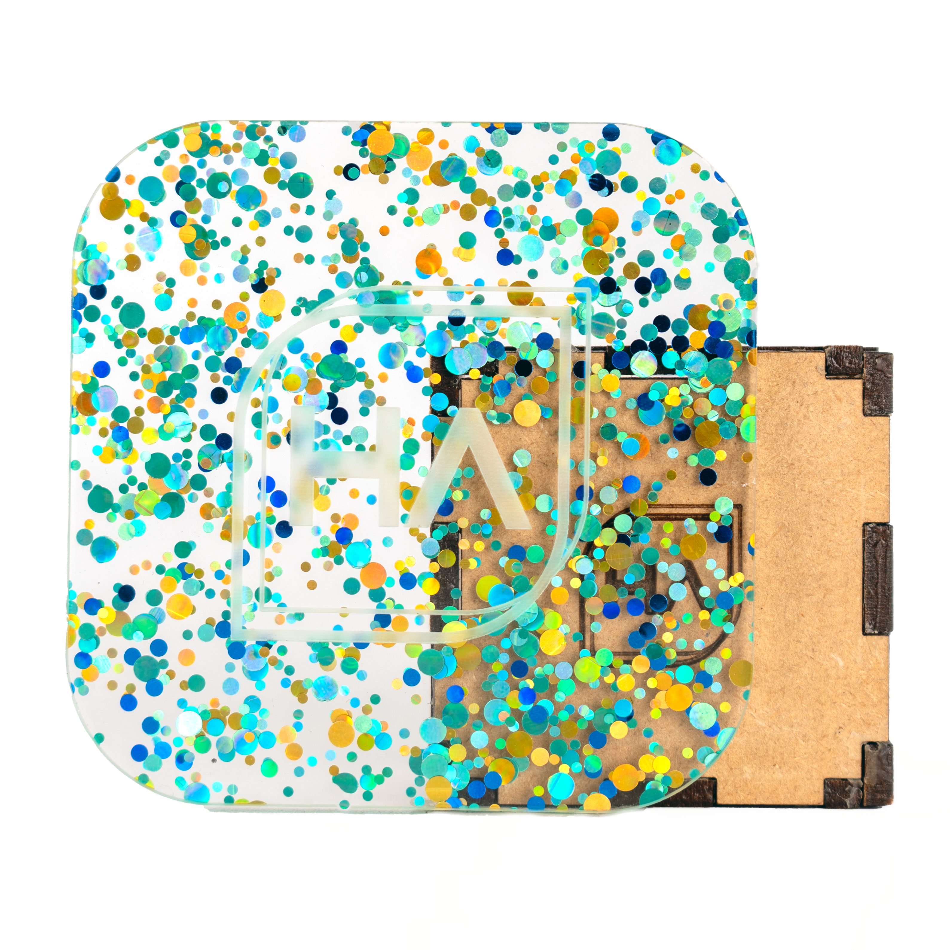 1/8" Teal Dots and Glitter Cast Acrylic Sheet