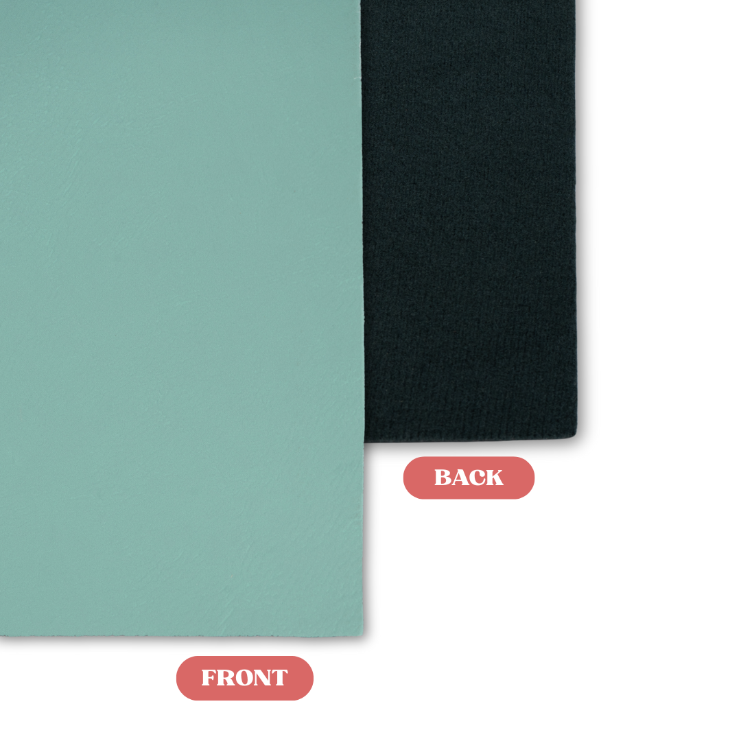 Teal to Black MakerLeatherette Laserable Leatherette Sheet Front vs Back Comparison