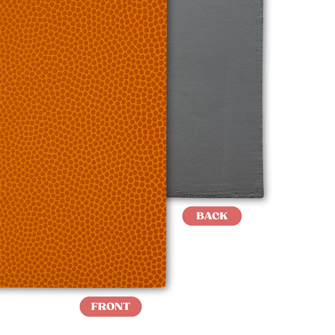Textured Basketball Orange/Black Leatherette Sheet Front vs Back Comparison