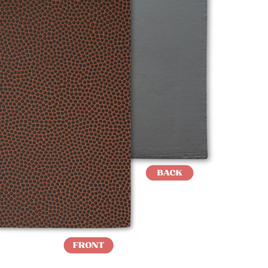 Textured Football Brown/Black MakerLeatherette Sheet Front vs Back Comparison