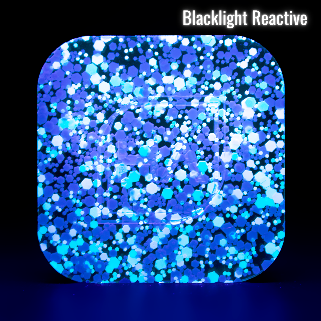 Blacklight reactive 1/8" Twilight Daisy Confetti Cast Acrylic Sheet