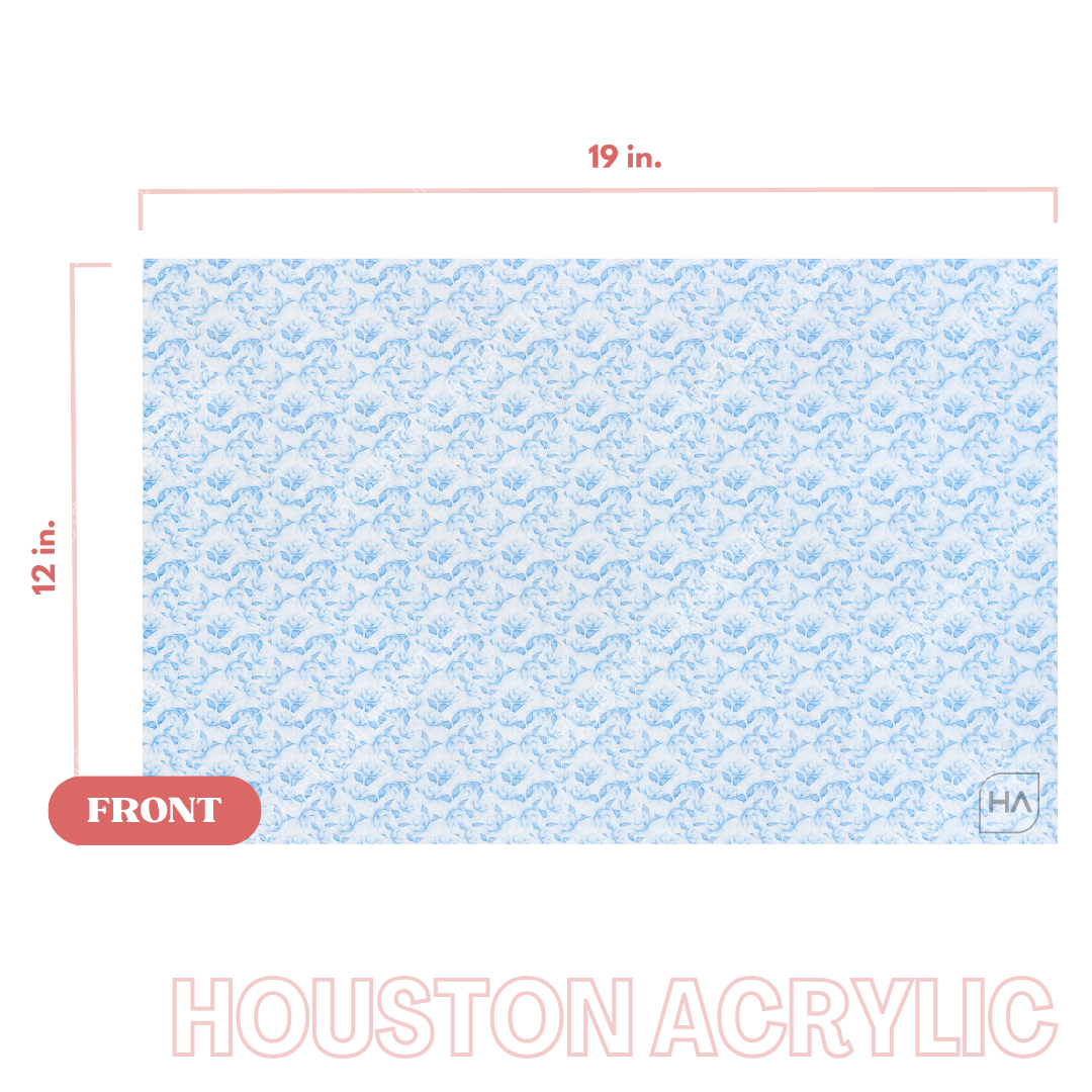 1/8" Water Color Flower Light Blue MakerPrint Full Size Acrylic Sheet View