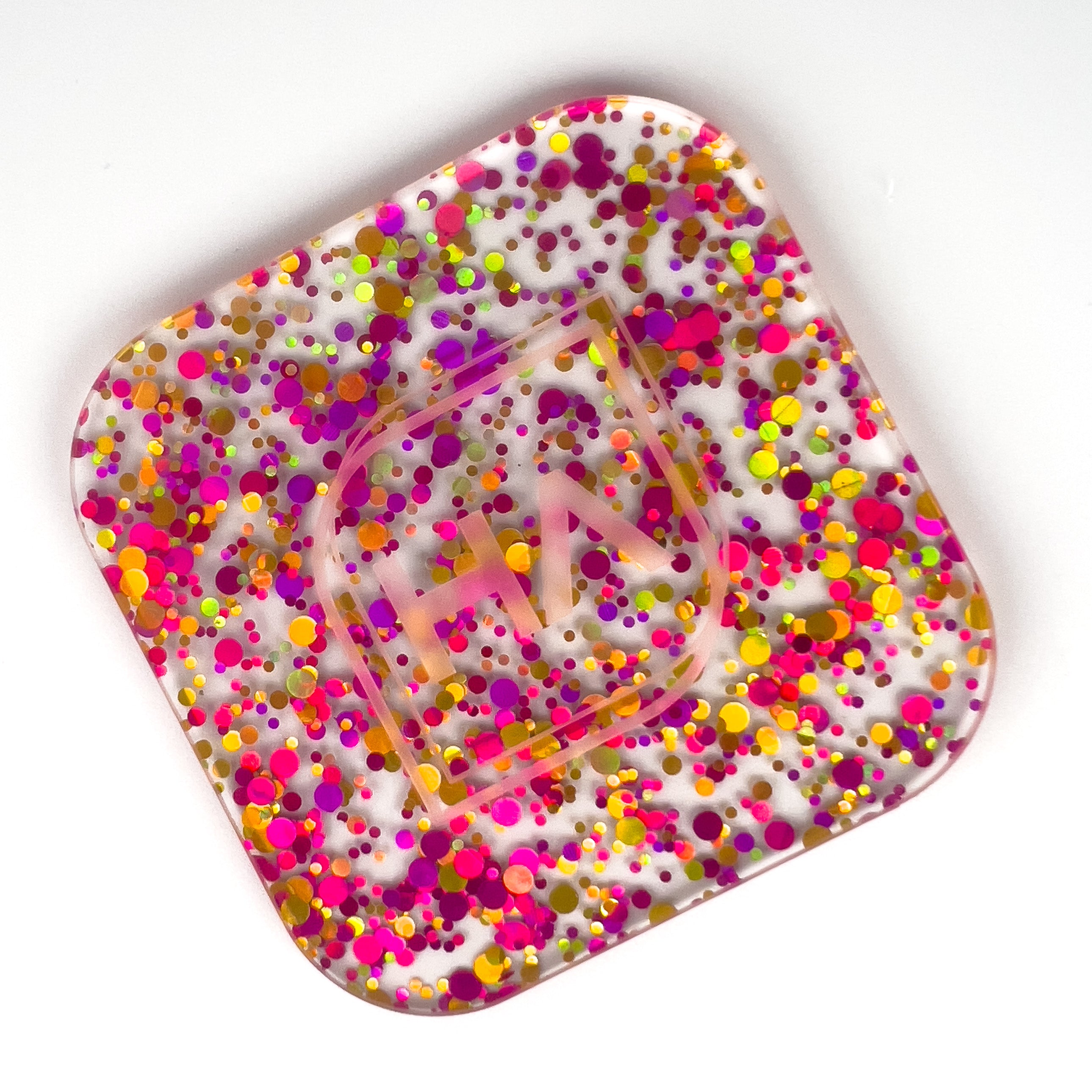 pink lemonade polka dots confetti pink and yellow cast acrylic sheet