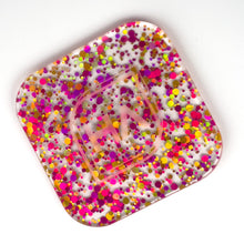 Load image into Gallery viewer, pink lemonade polka dots confetti pink and yellow cast acrylic sheet
