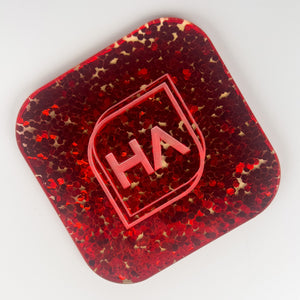 red chunky hex confetti cast acrylic sheet