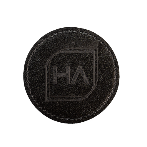 Round Leatherette Patch - Black/Black (5 Pack)