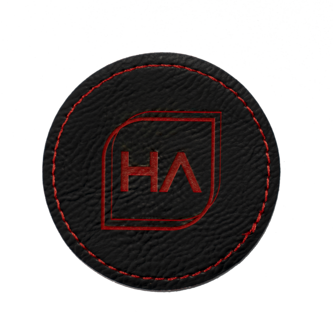 Laserable Leatherette Black to Red 2.5 inch round patch
