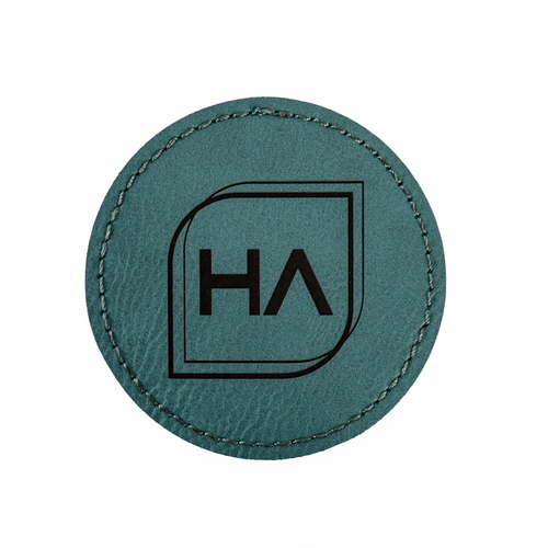 Round Leatherette Patch - Turquoise/Black (5 Pack)