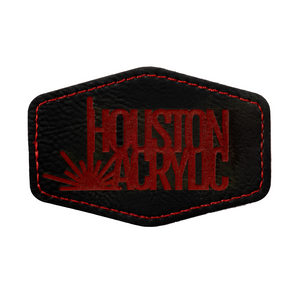 Laserable Leatherette Black to Red 3x2 inch Hexagon Patch