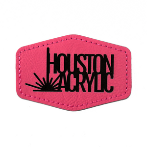 Laserable Leatherette Hot Pink to Black 3x2 inch Hexagon Patch