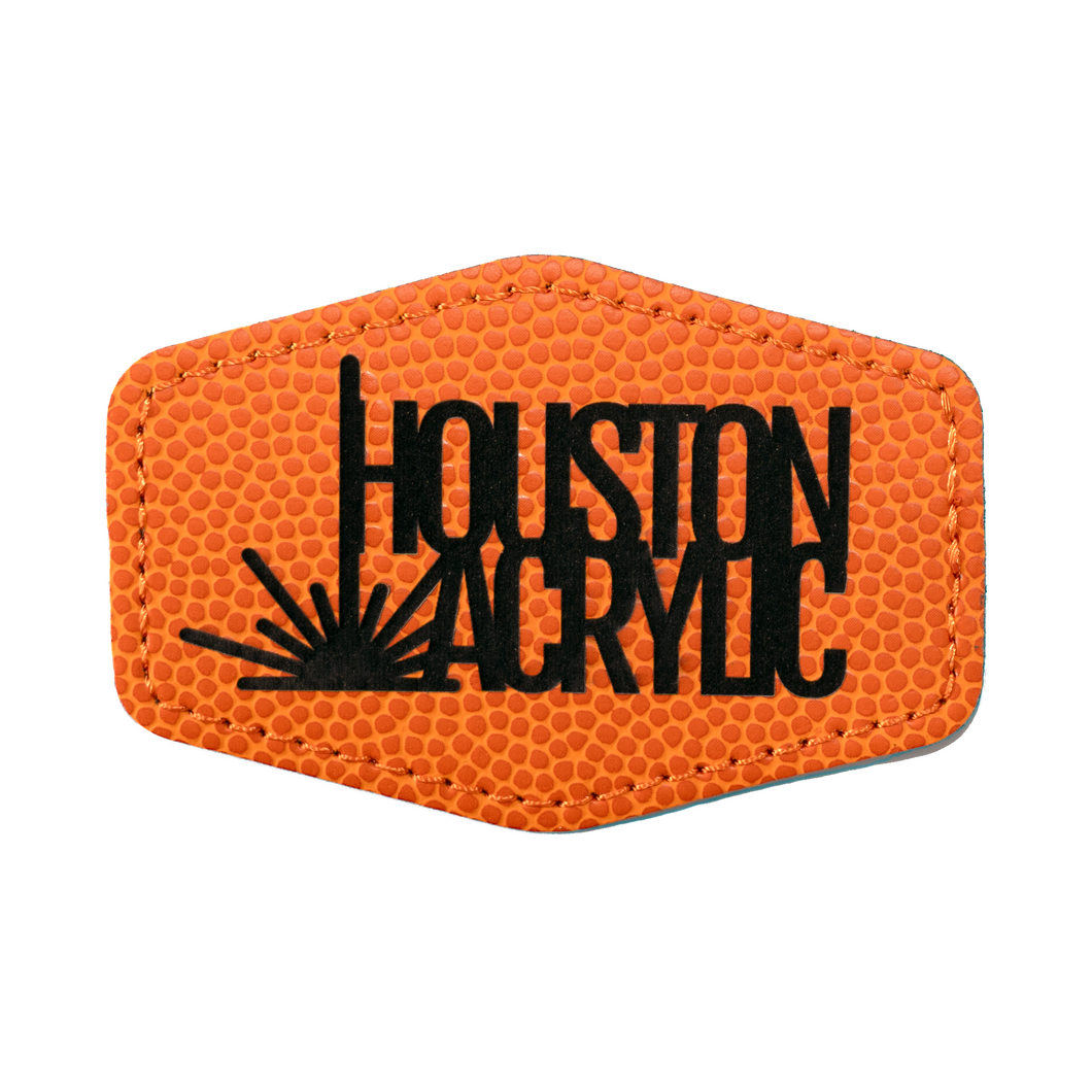 Laserable Leatherette Textured Basketball Orange to Black 3x2 inch Hexagon Patch