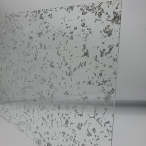 1/8" Large Silver Flakes Cast Acrylic Sheet