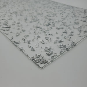 1/8" Large Silver Flakes Cast Acrylic Sheet