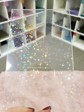 Load image into Gallery viewer, starburst iridescent holographic cast acrylic sheet laser safe

