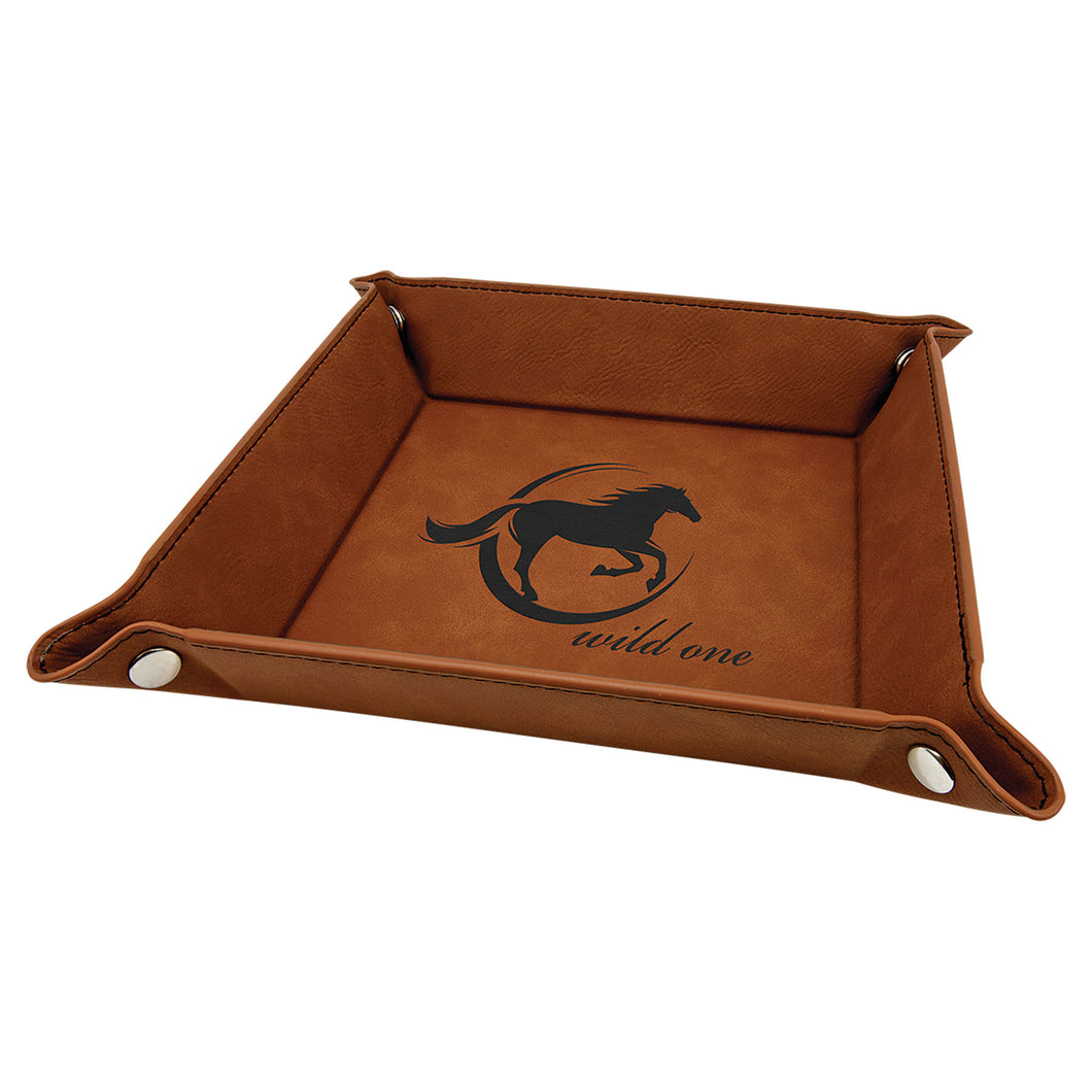 Snap Up Tray with Silver Snaps - Brown