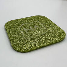 Load image into Gallery viewer, lime green glitter cast acrylic sheet laser cut
