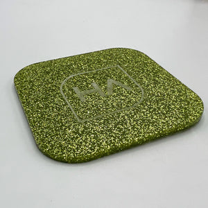 lime green glitter cast acrylic sheet laser cut