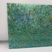 Load image into Gallery viewer, 1/8&quot; Teal Dots and Glitter Cast Acrylic Sheet
