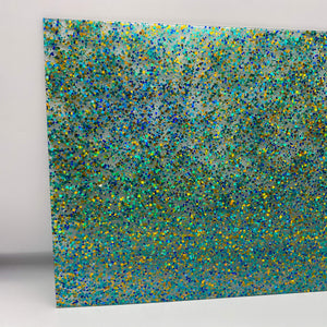1/8" Teal Dots and Glitter Cast Acrylic Sheet