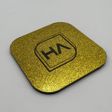 Load image into Gallery viewer, ColorCarve Gold to Black Glitter cast acrylic sheet for laser engraving
