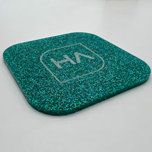 Load image into Gallery viewer, teal glitter cast acrylic sheet lassr safe
