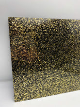 Load image into Gallery viewer, black and gold cunky glitter acrylic sheet

