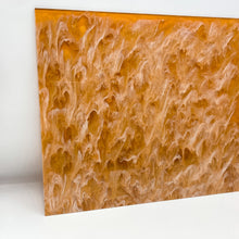 Load image into Gallery viewer, amber haze orange and gold marble pearl translucent acrylic sheet laser safe
