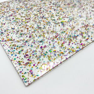 rainbow flake confetti cast acrylic sheet