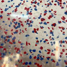 Load image into Gallery viewer, 1/8&quot; Red White and Blue Terrazzo Cast Acrylic Sheet
