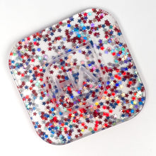 Load image into Gallery viewer, 1/8&quot; Red, White, and Blue Iridescent Stars Cast Acrylic Sheet
