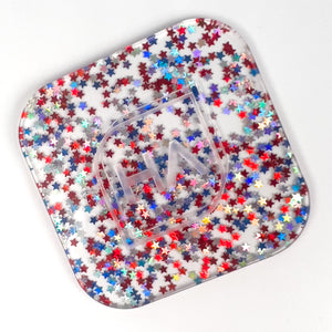 1/8" Red, White, and Blue Iridescent Stars Cast Acrylic Sheet