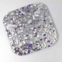 Load image into Gallery viewer, nebula purple white and silver confetti cast acrylic sheet

