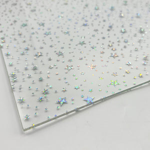 1/8" Silver Holographic Stars Acrylic Sheet