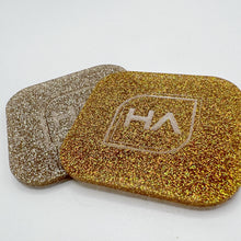Load image into Gallery viewer, pale chanpagbe gold abd yellow gold glitter cast acrylic sheet
