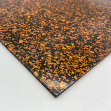 Load image into Gallery viewer, black and orange confetti flake cast acrylic sheet
